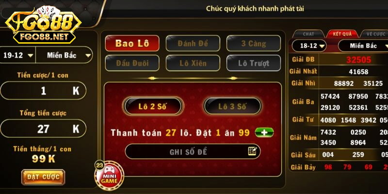 Luật tham gia chơi lô đề 1 ăn 99 Go88 cụ thể