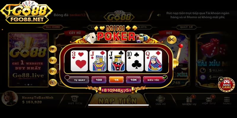 Tìm hiểu về các tổ hợp bài thắng trong mini poker Go88