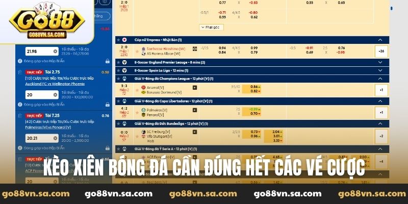 Kèo xiên bóng đá cần đúng hết các vé cược